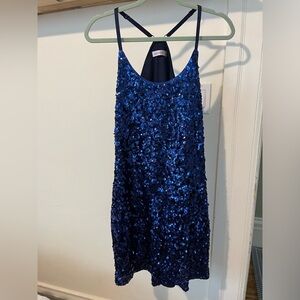 Navy full sequins mini dress! Size M - worn once! Adjustable straps
